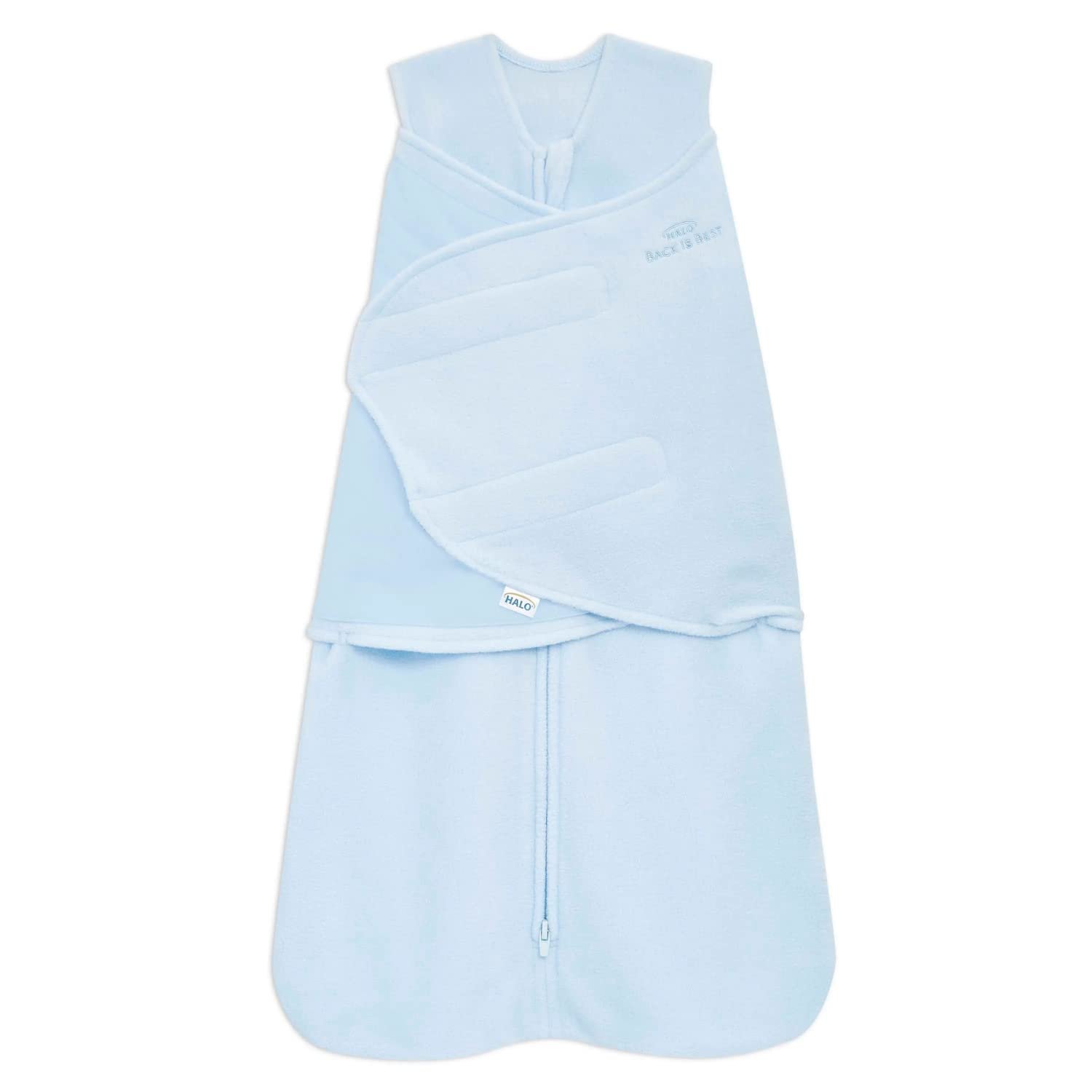 HALO Micro-Fleece Sleepsack Swaddle, 3-Way Adjustable Swaddle Blanket for Newborn and Infants, TOG 3.0 for Cold Climates, Hip Healthy, Baby Blue, Newborn, 0-3 Months
