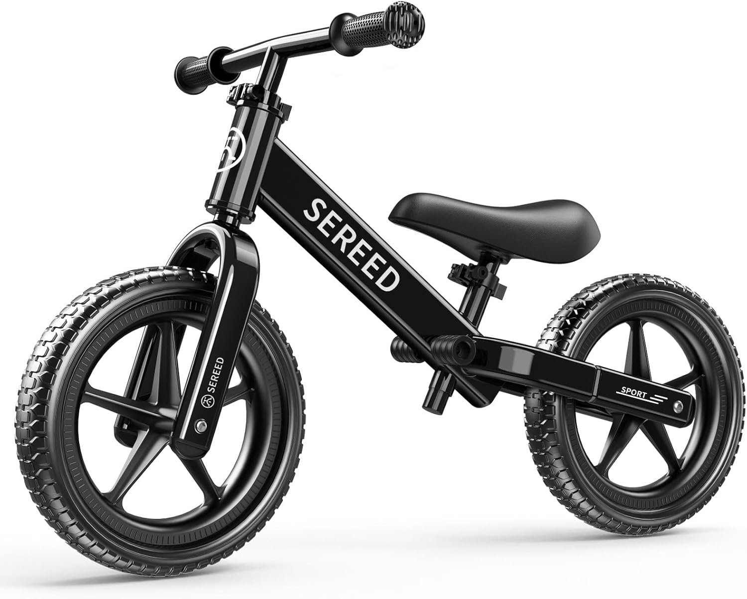 SEREED Toddler Balance Bike 2 Year Old, No Pedal Kids Toy Bike for 2-5 Years Old, Tool-Free Adjustment, for Grandkids 2-3 Boys Girls, Customize Plate with 3pcs Stickers (Black)