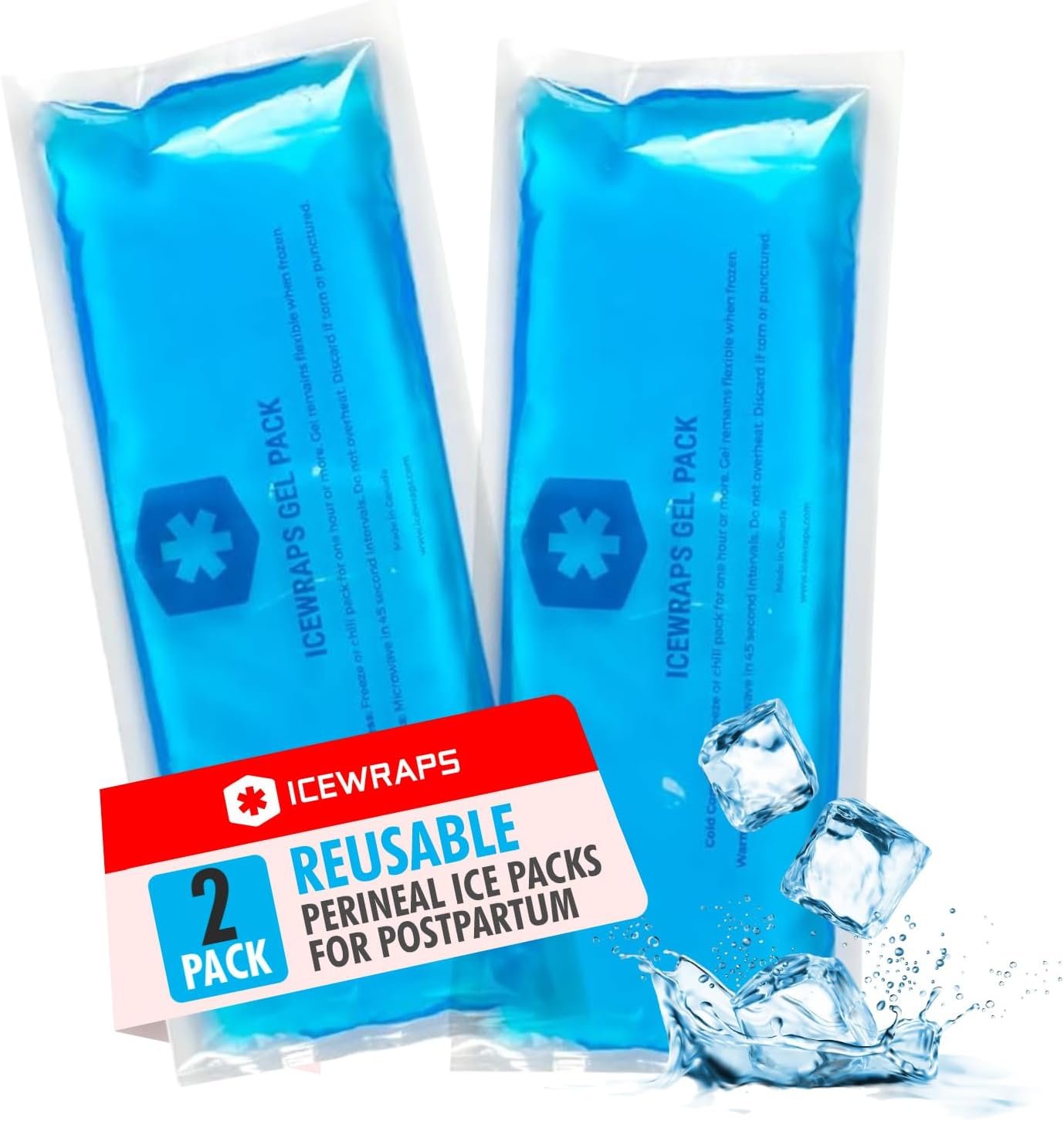ICEWRAPS 4" x 10" Flexible Gel Reusable Ice Packs for Injuries, Post-Surgery & Pain Relief, Hot & Cold Compress for Neck, Knee, Hip, Back & Shoulder, 2 Pack, Blue – FSA-HSA Eligible